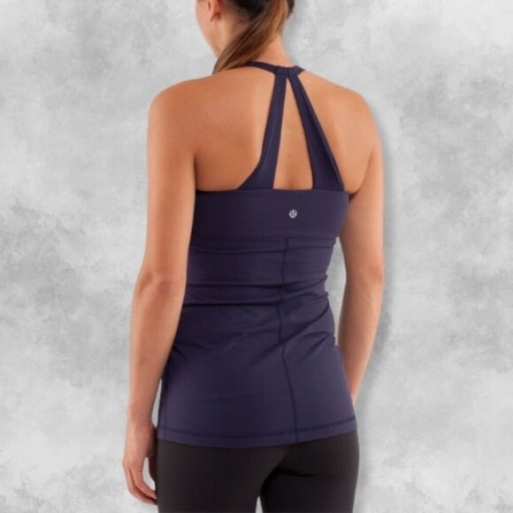 Lululemon Scoop Me Up Tank Top Racerback Built-in Shelf Bra Deep Indigo W US 4 - Picture 2 of 6